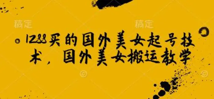 1288买的国外美女起号技术，国外美女搬运教学-副业心选