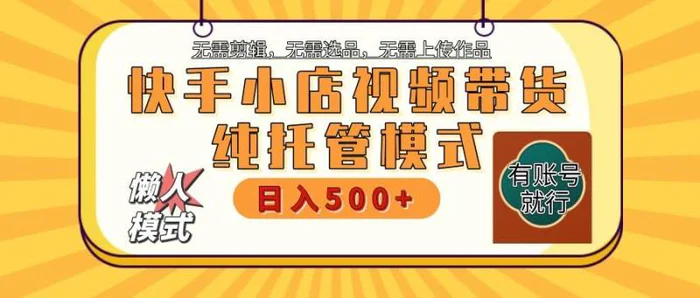 快手小店代运营躺赚项目 二八分成 长期稳定 保底月入3k+ - 副业心选-副业心选