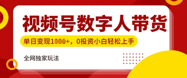 最新视频号数学人带货实操玩法，新手单日轻松多张，全程干货 - 副业心选-副业心选