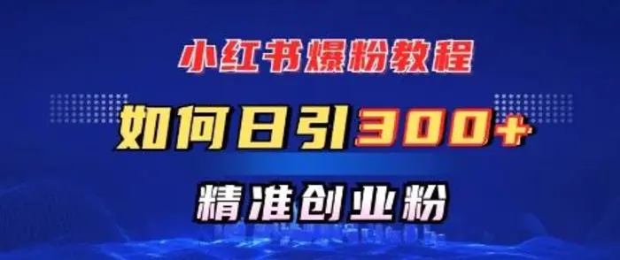 小红书爆粉教程，如何日引300+创业粉，快速实现精准变现 - 副业心选-副业心选