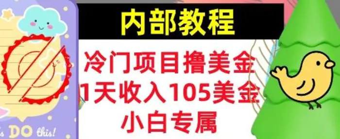 冷门项目撸美金，小白专属，1天收入105美刀，0门槛，内部教程 - 副业心选-副业心选