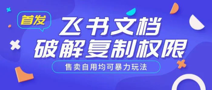 首发飞书文档破解复制权限，售卖自用均可暴力玩法 - 副业心选-副业心选