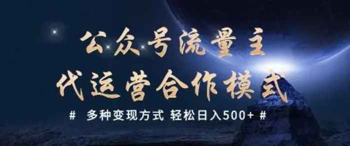 公众号流量主代运营  多种变现方式 轻松日入5张【揭秘】-副业心选