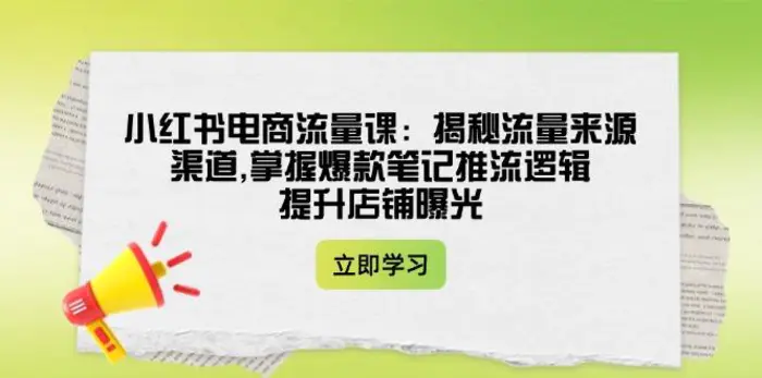 （14318期）小红书电商流量课：揭秘流量来源渠道,掌握爆款笔记推流逻辑,提升店铺曝光 - 副业心选-副业心选