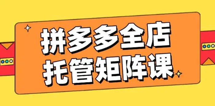 （14328期）拼多多全店托管矩阵课，盈利动销玩法，高效计划设置，提升店铺效益-副业心选