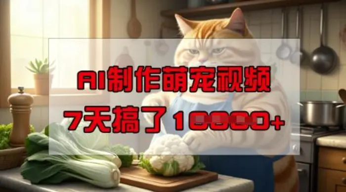 靠AI制作萌宠视频，操作简单门槛低，有手机就行，7天搞了1W - 副业心选-副业心选