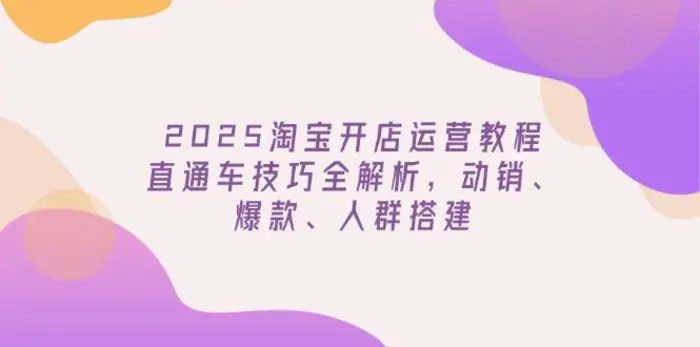 （14389期）2025淘宝开店运营教程更新，直通车技巧全解析，动销、爆款、人群搭建 - 副业心选-副业心选