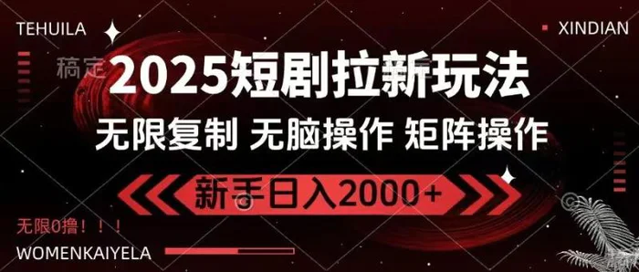 （14429期）2025短剧拉新玩法，无需注册登录，无限0撸，无脑批量操作日入2000+-副业心选