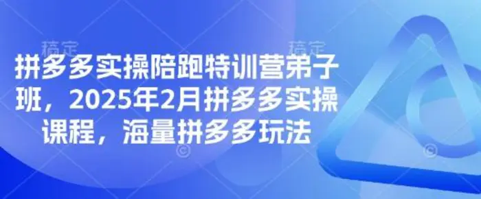 拼多多实操陪跑特训营弟子班，2025年2月拼多多实操课程，海量拼多多玩法-副业心选