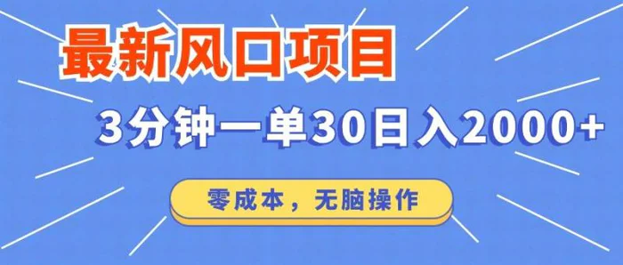 （14445期）最新短剧项目操作，3分钟一单30。日入2000左右，零成本，无脑操作。-副业心选