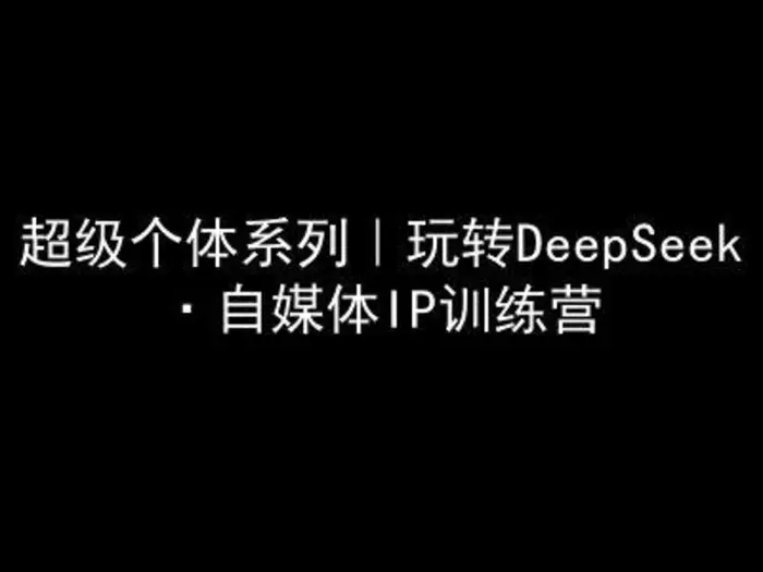 超级个体系列，玩转DeepSeek·自媒体IP训练营，deepseek教程 - 副业心选-副业心选