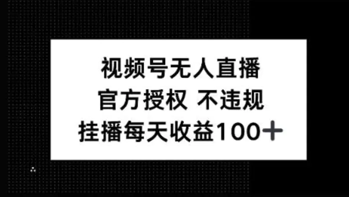 视频号无人直播，官方授权 不封号，小游戏挂播每天收益100+ - 副业心选-副业心选