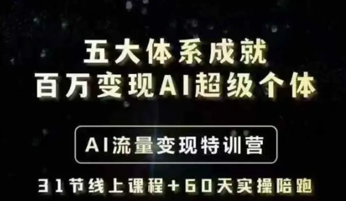 五大体系成就百万变现AI超级个体- AI流量变现特训营，一步一步教你一个人怎么年入百W - 副业心选-副业心选