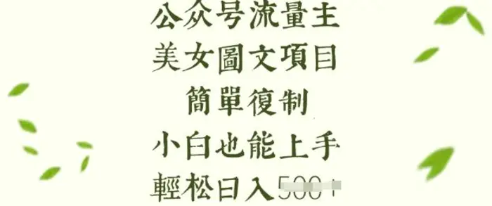流量主长期收益项目，美女图片简单复制，小白也能上手，轻松日入5张 - 副业心选-副业心选