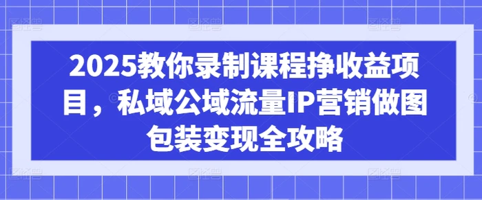 2025教你录制课程挣收益项目，私域公域流量IP营销做图包装变现全攻略 - 副业心选-副业心选