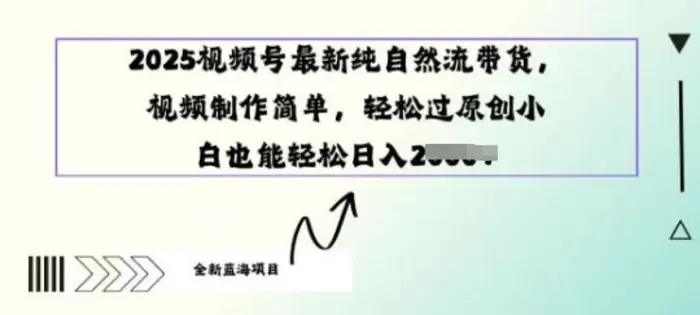 2025视频号最新纯自然流带货， 视频制作简单，轻松过原创小 白也能轻松操作 - 副业心选-副业心选