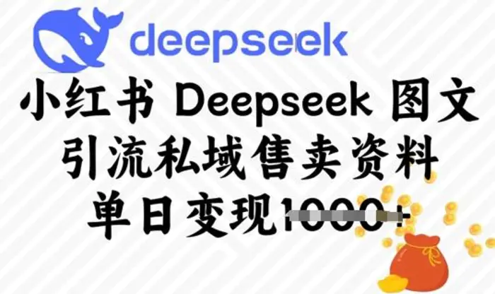 小红书Deepseek 图文引流私域售卖资料，单日变现多张 - 副业心选-副业心选