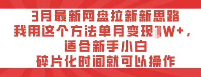 3月最新网盘拉新新思路，我用这个方法单月变现过W+，适合新手小白，碎片化时间就可以操作 - 副业心选-副业心选