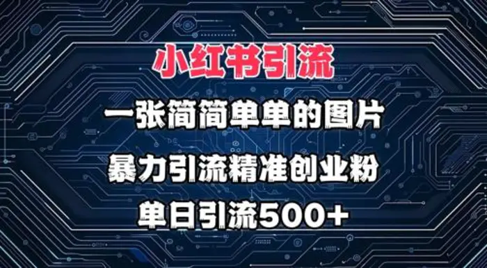 小红书图片打法，利用一张简简单单的图片，暴力引流精准创业粉，单日引流500+ - 副业心选-副业心选