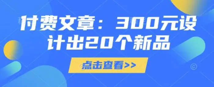 付费文章：300元设计出20个新品 - 副业心选-副业心选