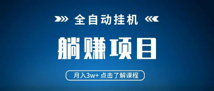 （14551期）全自动挂机项目 月入3w+ 真正躺平项目 不吃电脑配置 当天见收益-副业心选