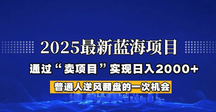 2025年蓝海项目，如何通过“网创项目”日入2000+ - 副业心选-副业心选