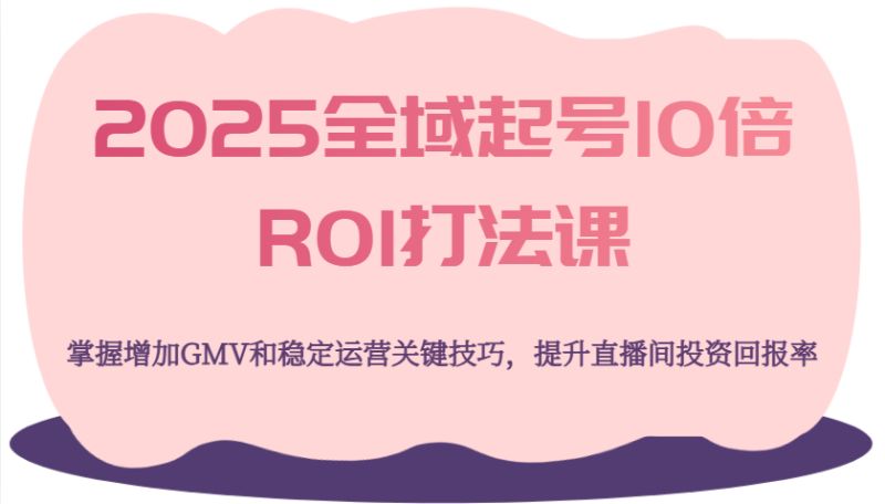 2025全域起号10倍ROI打法课，掌握增加GMV和稳定运营关键技巧，提升直播间投资回报率 - 副业心选-副业心选