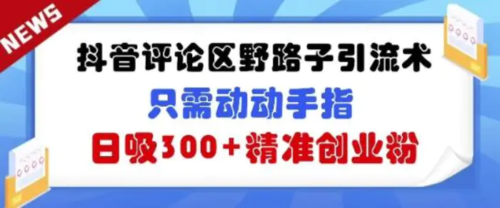抖音评论区野路子引流术，只需动动手指，日吸300+精准创业粉 - 副业心选-副业心选