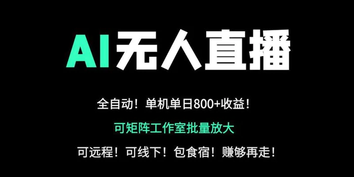 （14179期）24小时自动带货！AI无人直播副业日赚800+，轻资产创业首选-副业心选