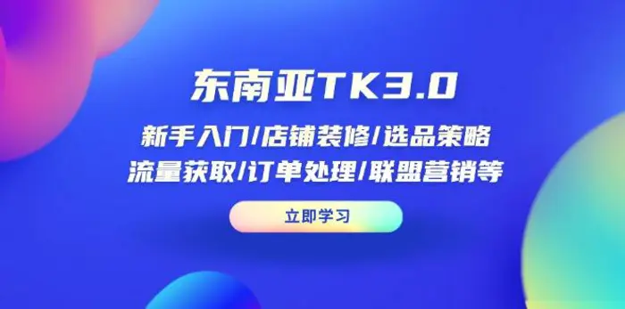 （14208期）东南亚TK3.0：新手入门/店铺装修/选品策略/流量获取/订单处理/联盟营销等 - 副业心选-副业心选