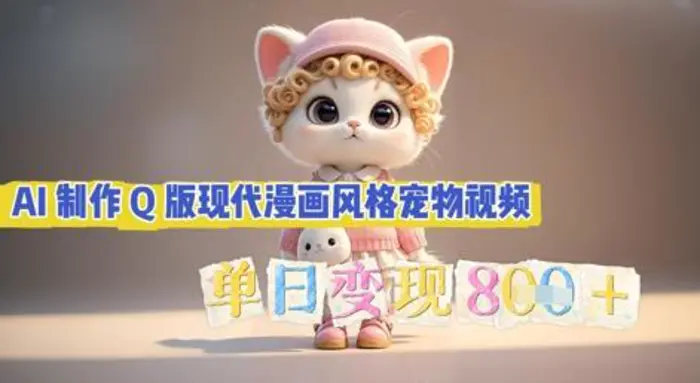 AI制作Q版现代漫画风格宠物视频，单日变现几张 - 副业心选-副业心选