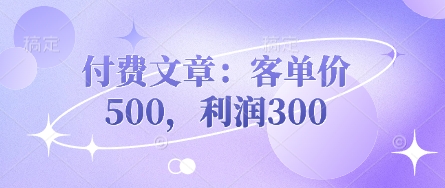 付费文章：客单价500，利润300 - 副业心选-副业心选