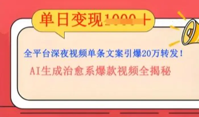 全平台深夜文案新风口：DeepSeek生成百万播放量金句，治愈系内容涨粉速度快4倍 - 副业心选-副业心选