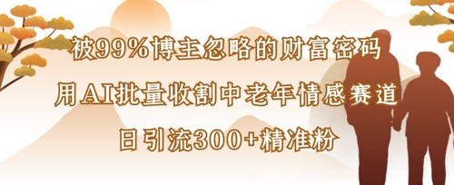 被99%博主忽略的财富密码：用AI批量收割中老年情感赛道，日引流300+精准粉 - 副业心选-副业心选