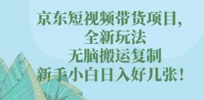 京东短视频带货项目，全新玩法，无脑搬运复制，新手小白日入好几张! - 副业心选-副业心选