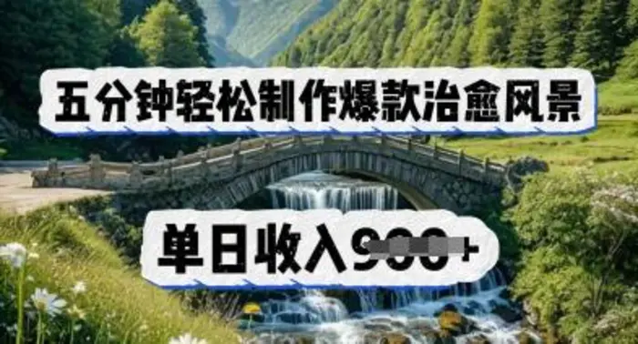 五分钟轻松制作爆款治愈风景，单日收入几张-副业心选