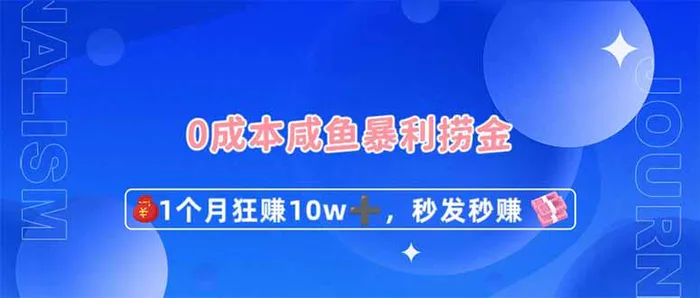 0成本闲鱼暴利捞金，1个月狂赚10W+，秒发秒赚新玩法-副业心选