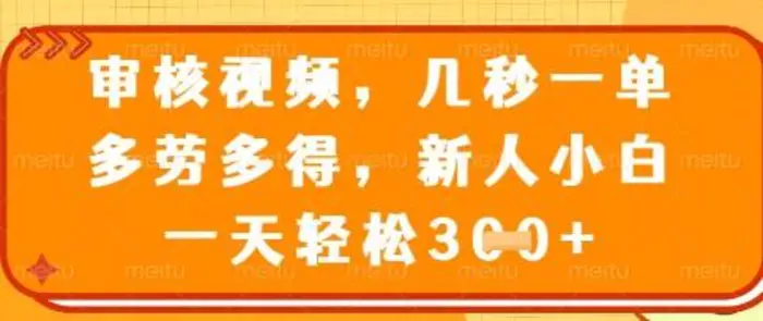 最新审核视频，几秒一单，多劳多得，新人小白一天轻松3张 - 副业心选-副业心选