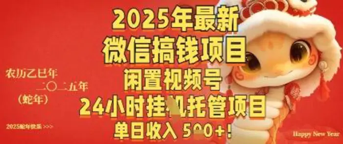 2025年最新微信搞钱项目，闲置视频号年24小时挂G托管项目，单日收入多张 - 副业心选-副业心选