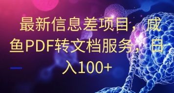 最新信息差项目，咸鱼PDF转文档服务，日入100+ - 副业心选-副业心选