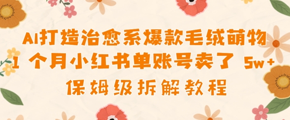 AI打造治愈系爆款毛绒萌物1个月卖了几w，保姆级项目拆解 - 副业心选-副业心选