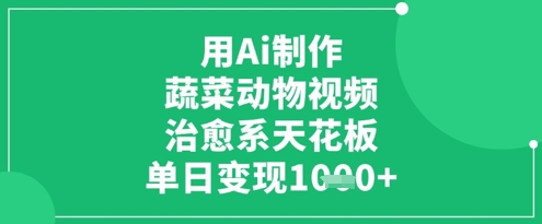 用Ai制作蔬菜动物视频，治愈系天花板，单日变现1k - 副业心选-副业心选