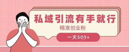 私域引流有手就行，日引500+精准创业粉 - 副业心选-副业心选