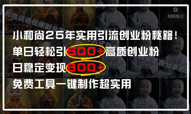 （14436期）小和尚2025年实用引流秘籍！单日轻松引500+高质量创业粉，日变现800+，… - 副业心选-副业心选