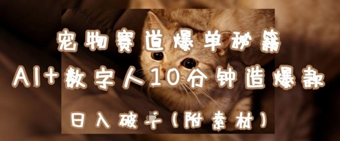 宠物赛道爆单秘籍：AI+数字人10分钟造爆款，日入1k - 副业心选-副业心选