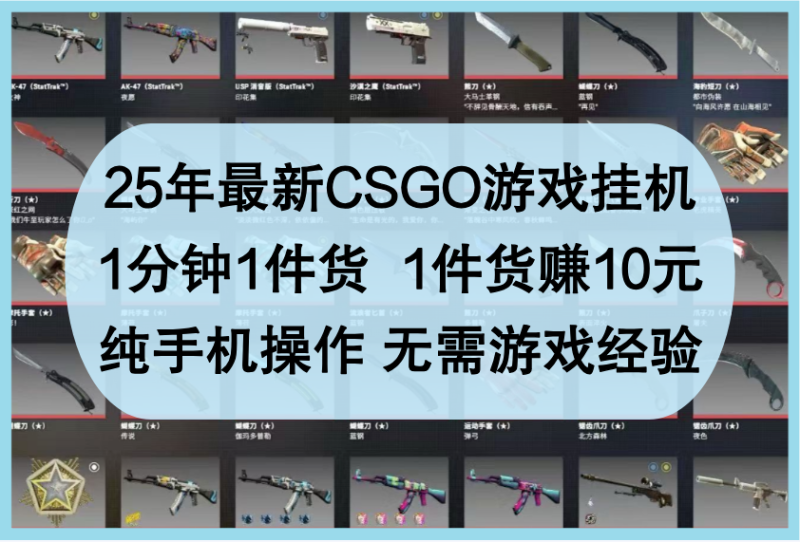 25年最新CSGO游戏挂机，1分钟1件货，1件货赚10元，纯手机操作，无需游戏经验 - 副业心选-副业心选