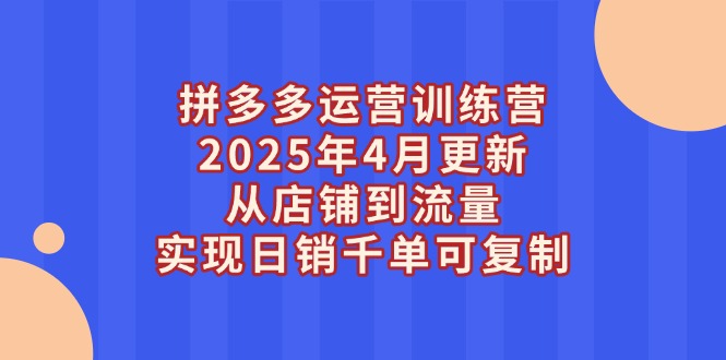 （14469期）拼多多运营训练营2025年4月更新，从店铺到流量，实现日销千单可复制 - 副业心选-副业心选