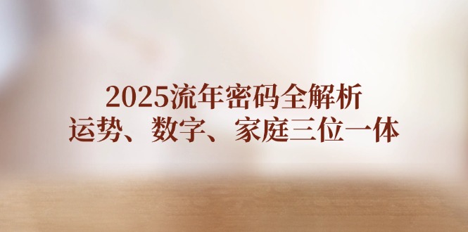 （14466期）2025流年密码全解析，运势、数字、家庭三位一体 - 副业心选-副业心选