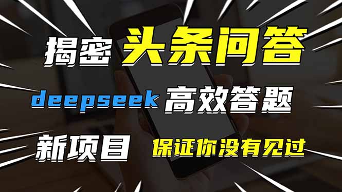 （14480期）头条问答，刚出的新玩法！保证你没见过！用DeepSeek去高效答题，一个账… - 副业心选-副业心选
