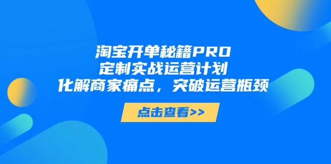 淘宝开单秘籍PRO，定制实战运营计划，化解商家痛点，突破运营瓶颈 - 副业心选-副业心选